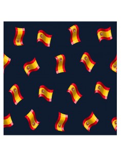 Tela algodón Bandera España con fondo azul |Comprar telas online al mejor precio - Telas Mercamoda